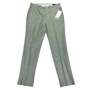 Bar III Mens Slim Fit Linen Cotton Stretch Suit Pants Green 34x32